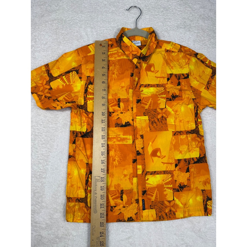 Old Navy Button Down Shirt Boys 8 Orange Good Vintage Skater Surf Graphic Y2K - Picture 4 of 11